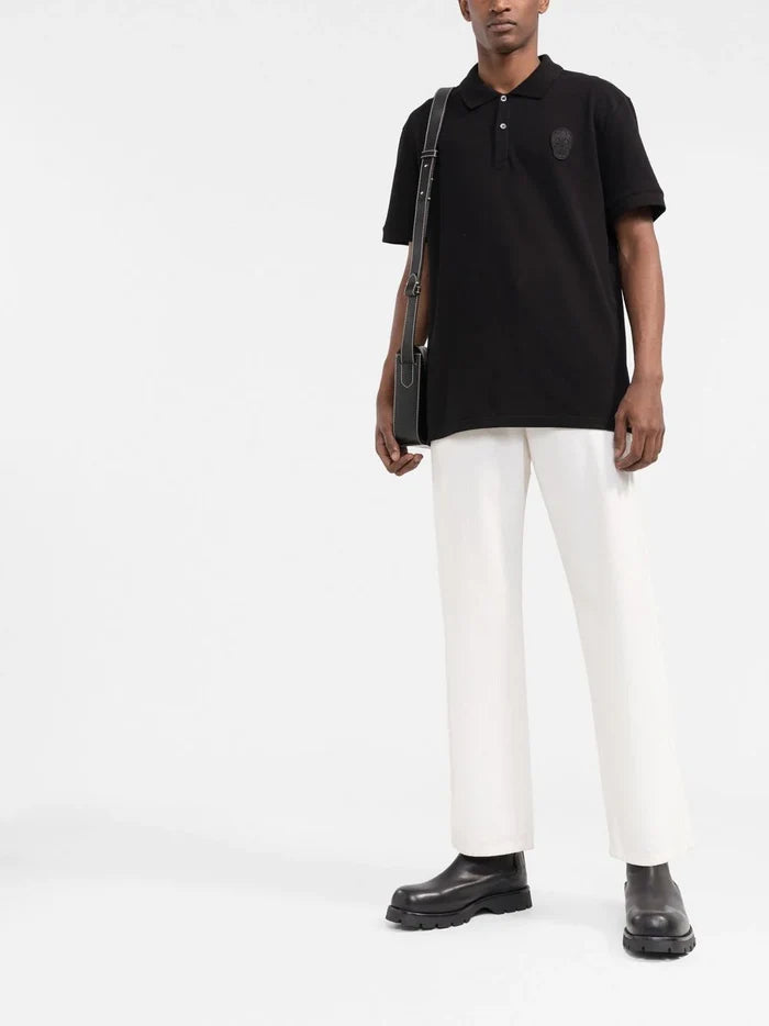 ALEXANDER MCQUEEN Skull Patch Polo Shirt Black - MAISONDEFASHION.COM