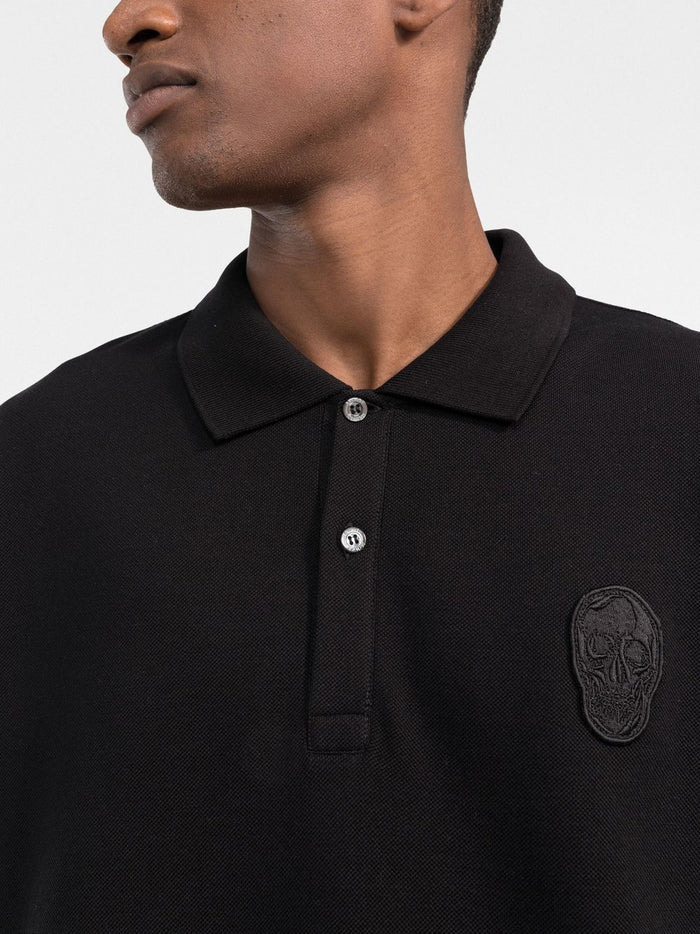 ALEXANDER MCQUEEN Skull Patch Polo Shirt Black - MAISONDEFASHION.COM