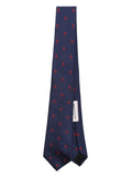 ALEXANDER MCQUEEN Skull Pattern Print Tie Blue/Red - MAISONDEFASHION.COM