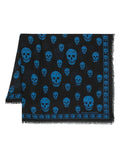 ALEXANDER MCQUEEN Skull-print Scarf Black/Blue - MAISONDEFASHION.COM