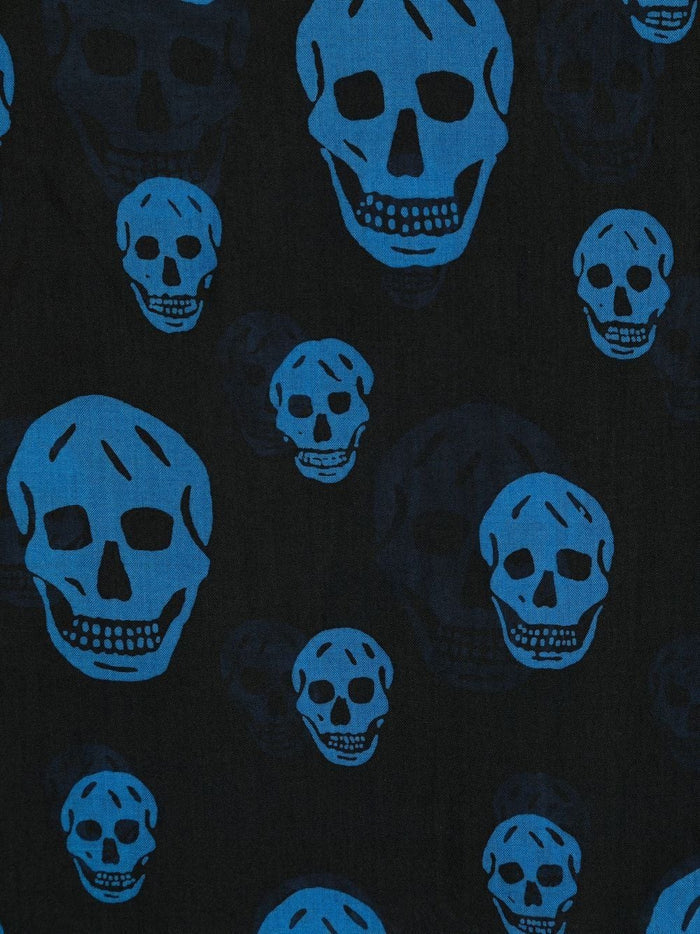 ALEXANDER MCQUEEN Skull-print Scarf Black/Blue - MAISONDEFASHION.COM