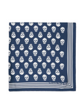 ALEXANDER MCQUEEN Skull-print Silk Scarf Navy - MAISONDEFASHION.COM