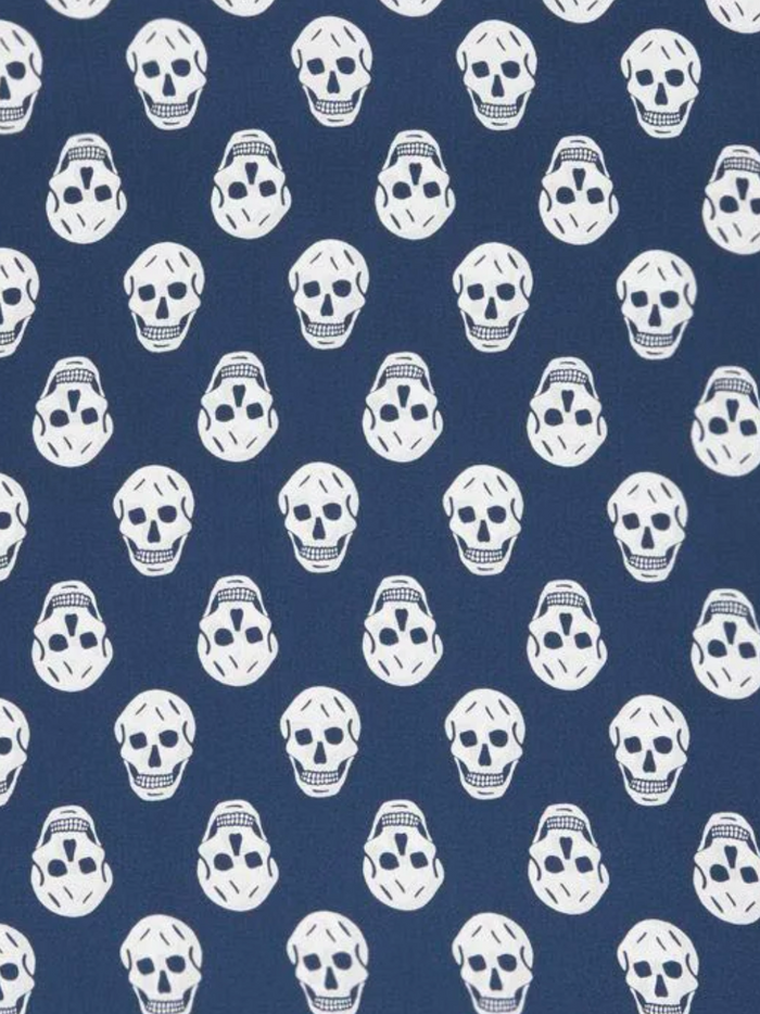 ALEXANDER MCQUEEN Skull-print Silk Scarf Navy - MAISONDEFASHION.COM