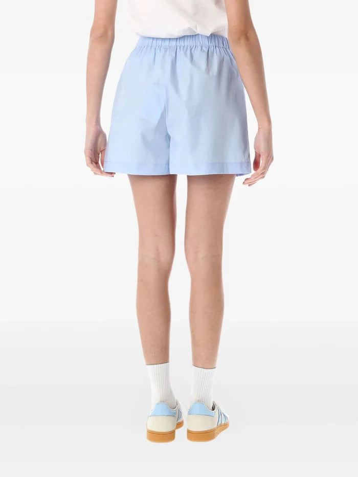 SPORTY & RICH WOMEN H&W Crest Poplin Shorts Washed Hydrangea - MAISONDEFASHION.COM
