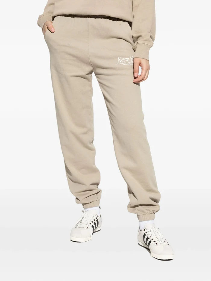 SPORTY & RICH WOMEN NY 94 Sweatpants Elephant/White - MAISONDEFASHION.COM