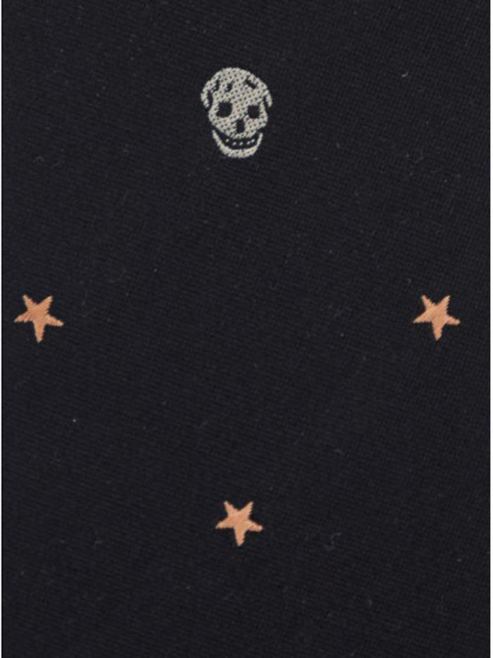 ALEXANDER MCQUEEN Stars & Skulls Pattern Silk Tie Black - MAISONDEFASHION.COM