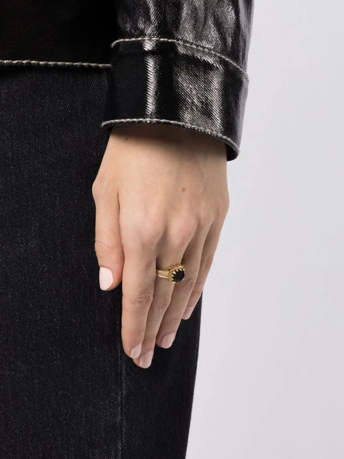 STOLEN GIRLFRIENDS CLUB WOMEN Baby Claw Ring Onyx Gold - MAISONDEFASHION.COM