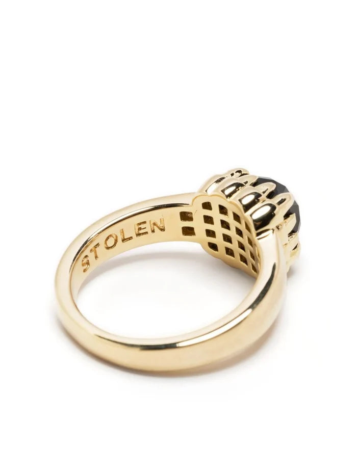 STOLEN GIRLFRIENDS CLUB WOMEN Baby Claw Ring Onyx Gold - MAISONDEFASHION.COM
