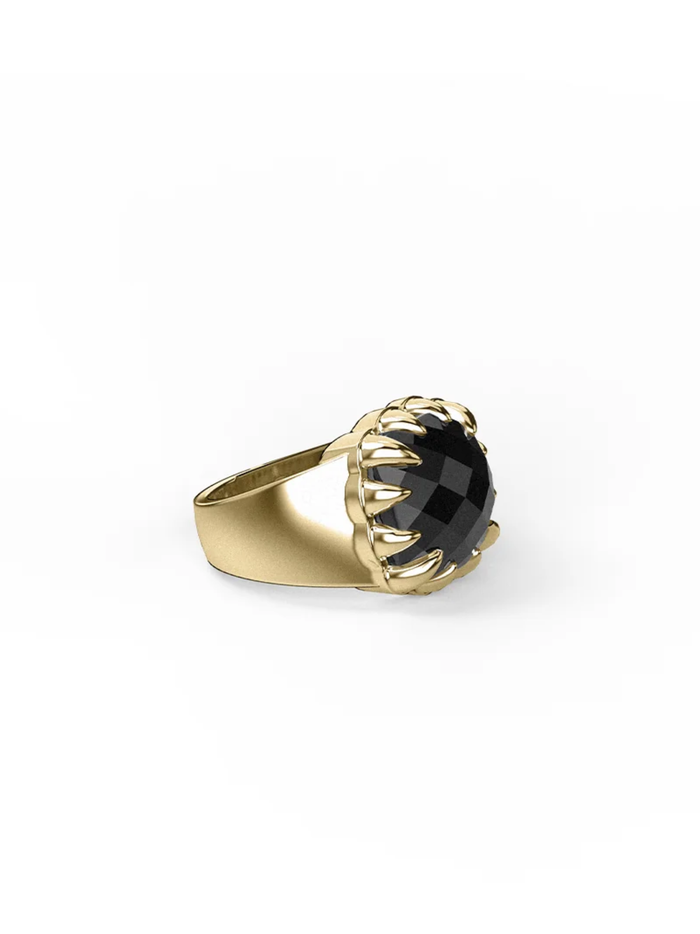 STOLEN GIRLFRIENDS CLUB WOMEN Claw Ring Onyx Gold - MAISONDEFASHION.COM