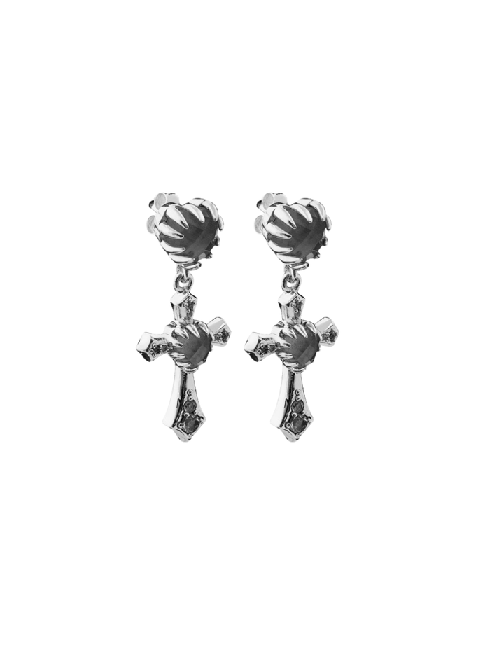 STOLEN GIRLFRIENDS CLUB WOMEN Gothic Love Earrings Silver - MAISONDEFASHION.COM