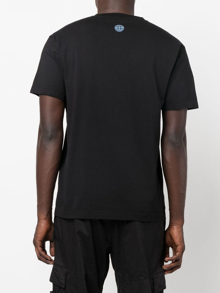 STONE ISLAND Blurred Logo T-Shirt Black - MAISONDEFASHION.COM
