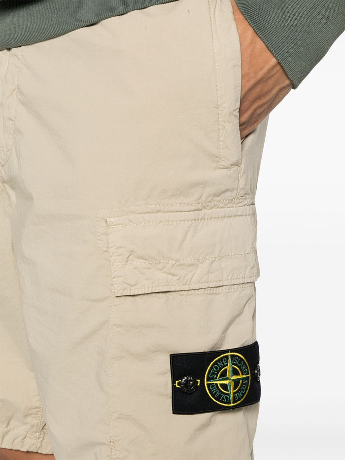 STONE ISLAND Compass Badge Cargo Shorts Beige - MAISONDEFASHION.COM