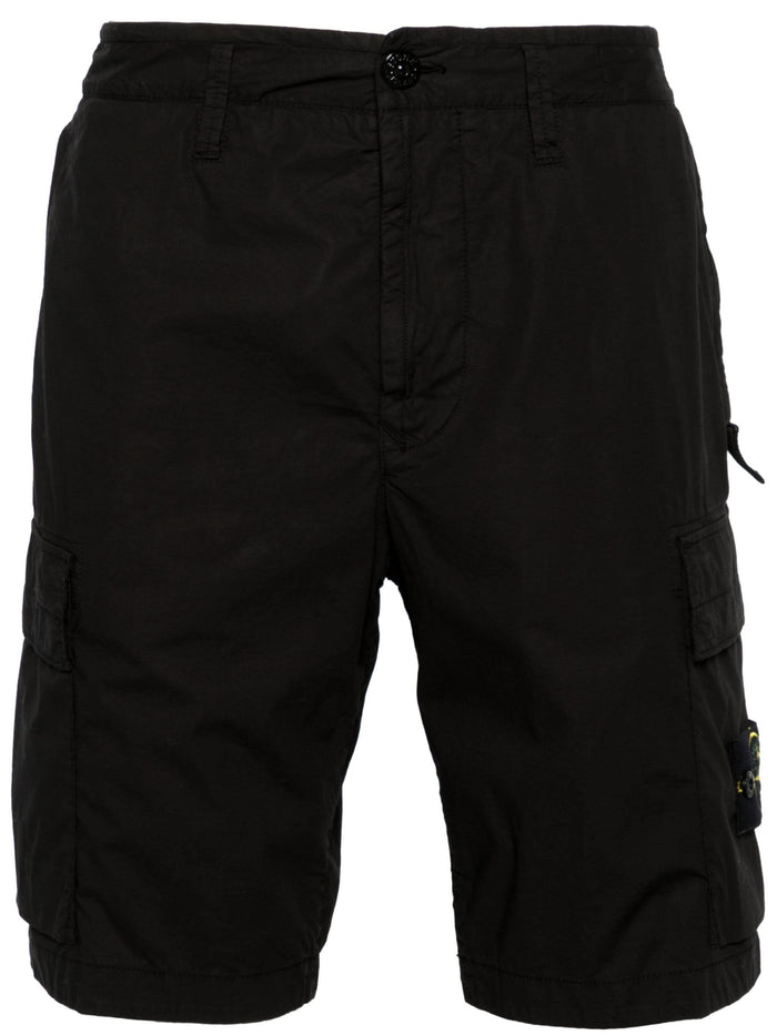 STONE ISLAND MEN Compass Badge Cargo Shorts Black - MAISONDEFASHION.COM