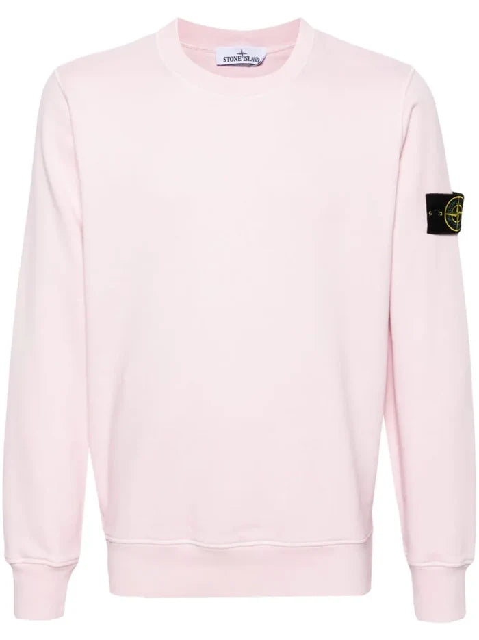 STONE ISLAND MEN Compass Badge Cotton Sweatshirt Pale Pink - MAISONDEFASHION.COM