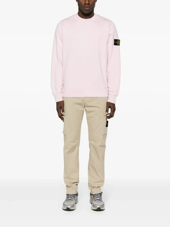 STONE ISLAND MEN Compass Badge Cotton Sweatshirt Pale Pink - MAISONDEFASHION.COM