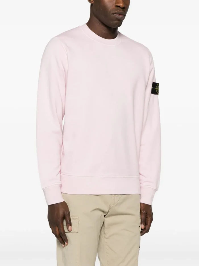STONE ISLAND MEN Compass Badge Cotton Sweatshirt Pale Pink - MAISONDEFASHION.COM