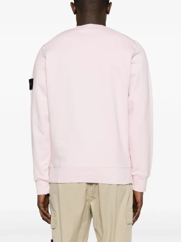 STONE ISLAND MEN Compass Badge Cotton Sweatshirt Pale Pink - MAISONDEFASHION.COM