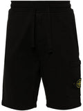 STONE ISLAND MEN Compass Badge Cotton Track Shorts Black - MAISONDEFASHION.COM