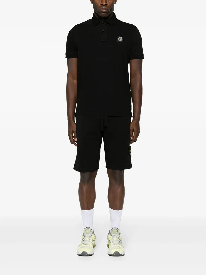 STONE ISLAND MEN Compass Badge Cotton Track Shorts Black - MAISONDEFASHION.COM