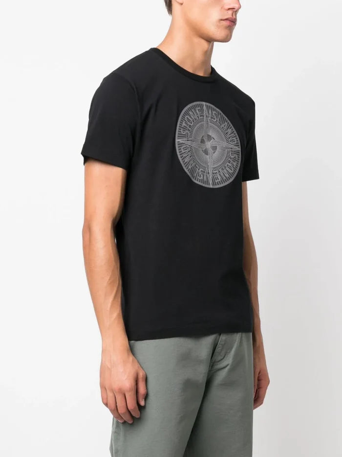 STONE ISLAND Compass Graphic-Print Cotton T-Shirt Black - MAISONDEFASHION.COM