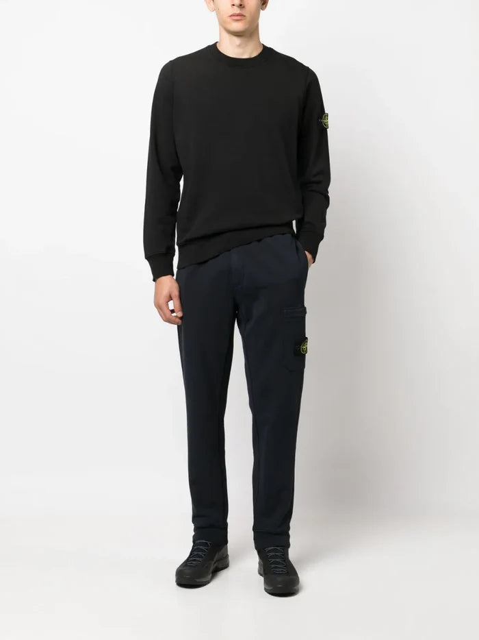 STONE ISLAND Compass Patch Logo Sweatshirt Black - MAISONDEFASHION.COM