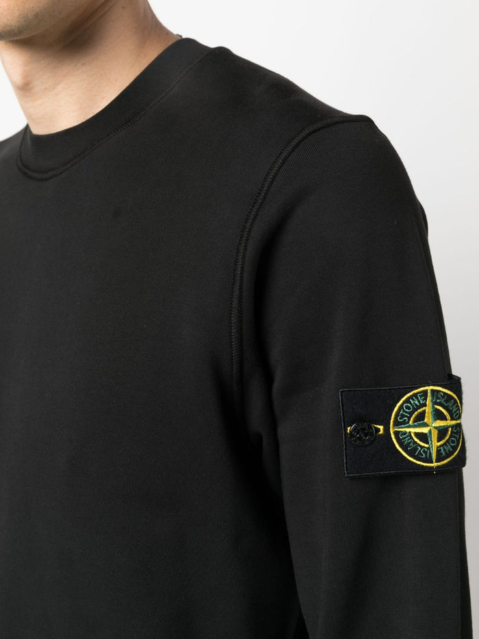 STONE ISLAND Compass Patch Logo Sweatshirt Black - MAISONDEFASHION.COM