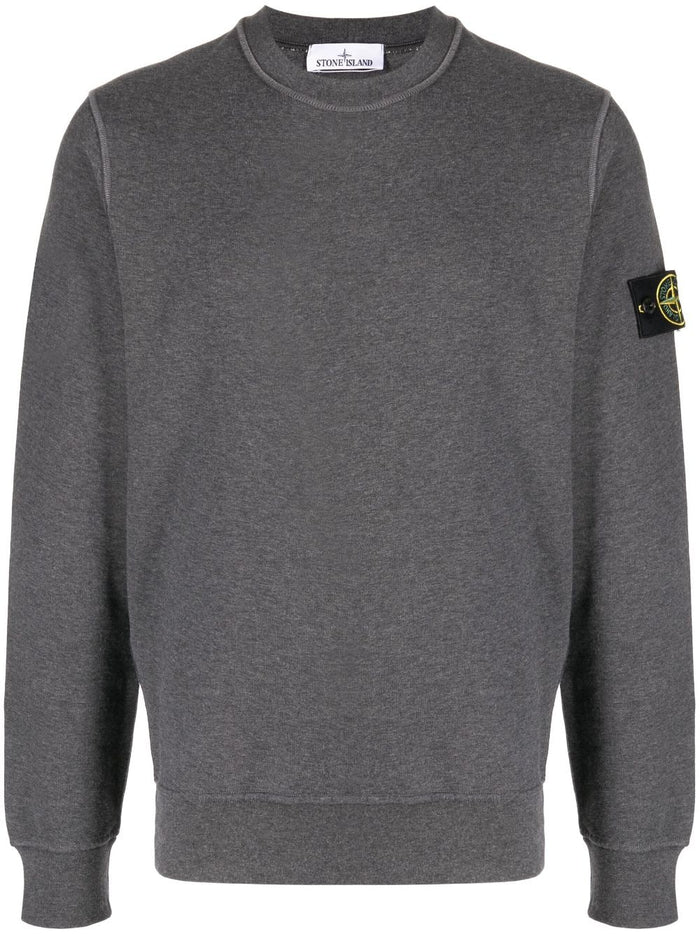 STONE ISLAND Compass Patch Logo Sweatshirt Grey - MAISONDEFASHION.COM