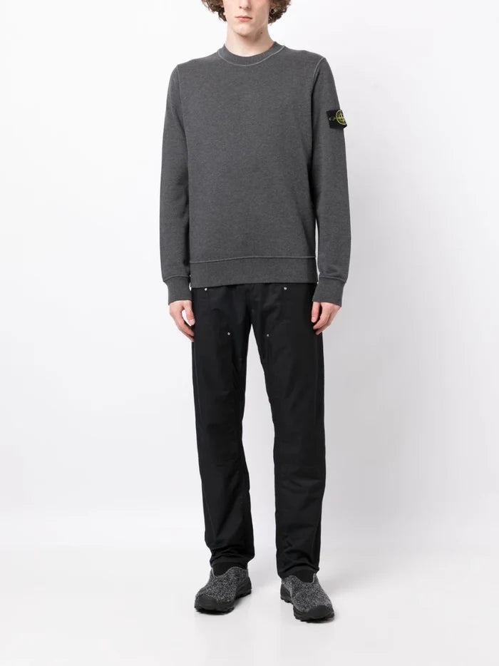 STONE ISLAND Compass Patch Logo Sweatshirt Grey - MAISONDEFASHION.COM