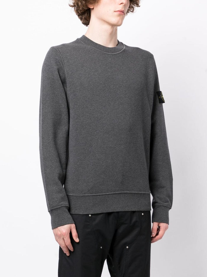 STONE ISLAND Compass Patch Logo Sweatshirt Grey - MAISONDEFASHION.COM