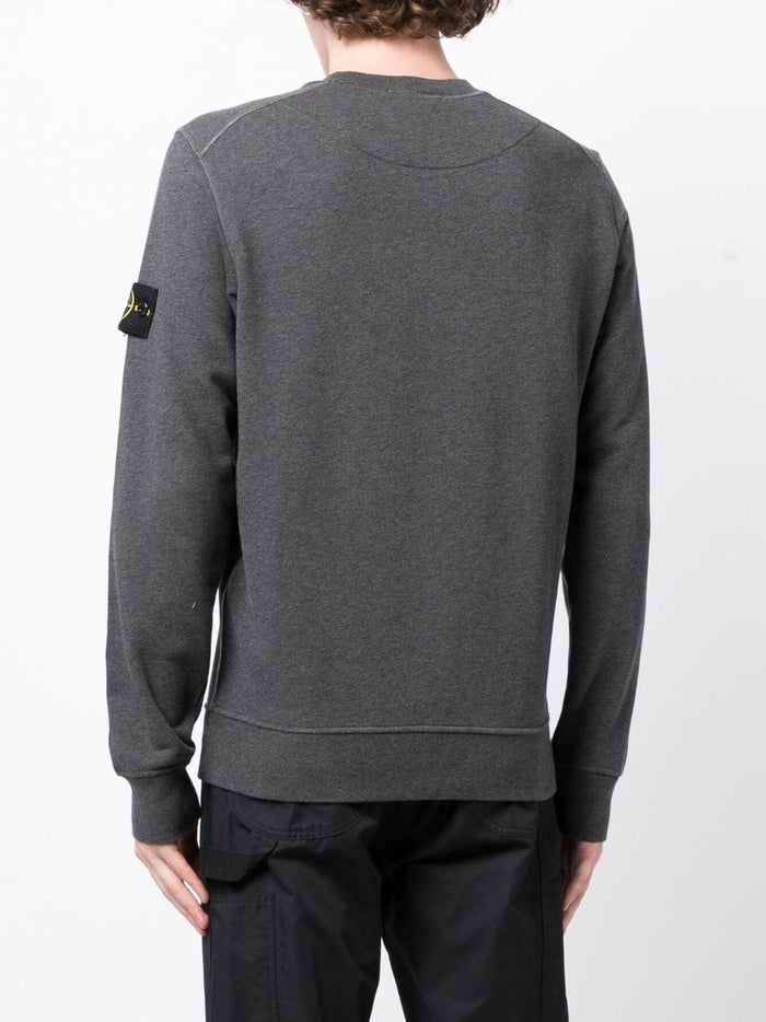 STONE ISLAND Compass Patch Logo Sweatshirt Grey - MAISONDEFASHION.COM