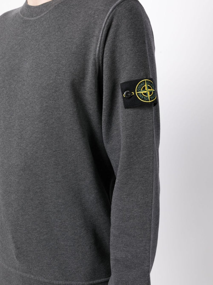STONE ISLAND Compass Patch Logo Sweatshirt Grey - MAISONDEFASHION.COM
