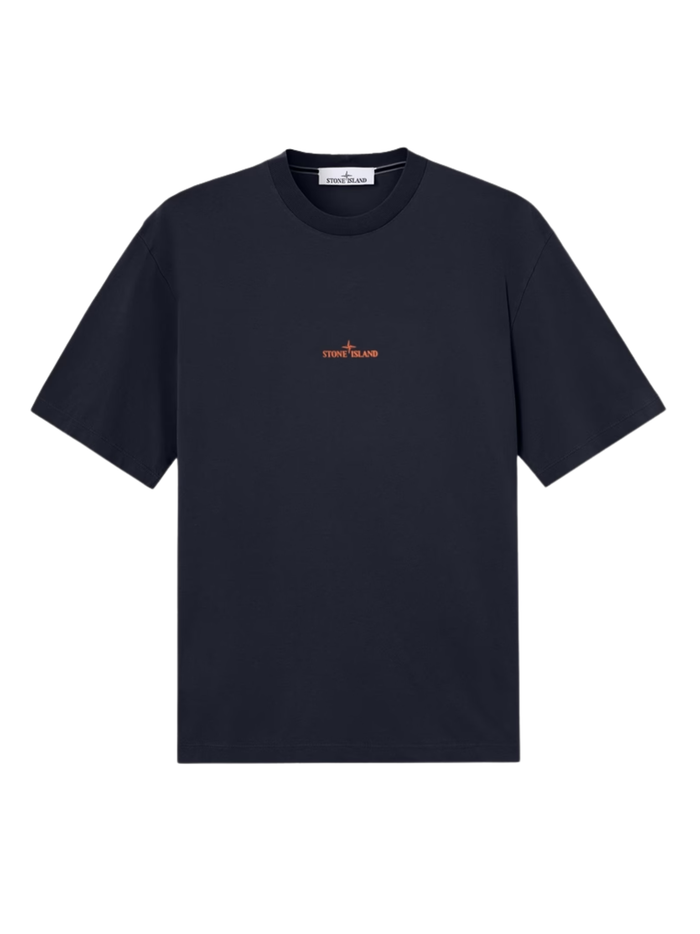 STONE ISLAND Flocked Logo-print T-Shirt Navy