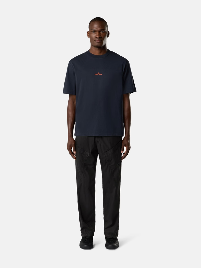 STONE ISLAND Flocked Logo-print T-Shirt Navy
