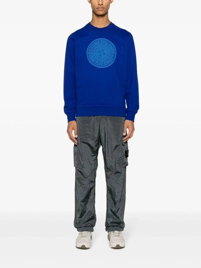 STONE ISLAND MEN Industrial One Cotton Sweatshirt Blue - MAISONDEFASHION.COM