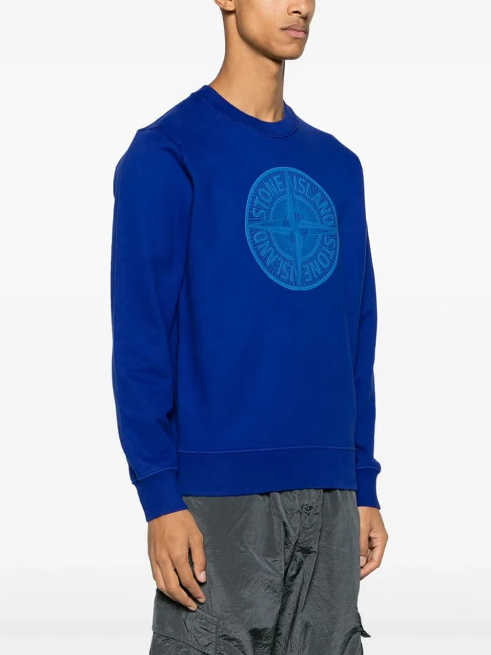 STONE ISLAND MEN Industrial One Cotton Sweatshirt Blue - MAISONDEFASHION.COM