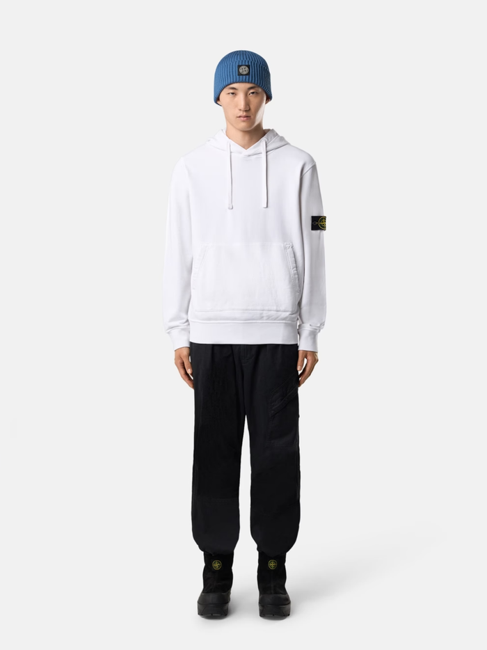 STONE ISLAND Kangaroo Pocket Hoodie White - MAISONDEFASHION.COM