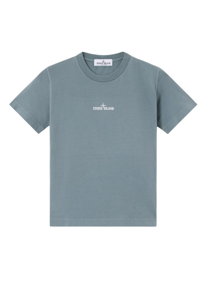 STONE ISLAND KIDS Boys Brush Fade Camo Compass Print T-shirt Ash Blue