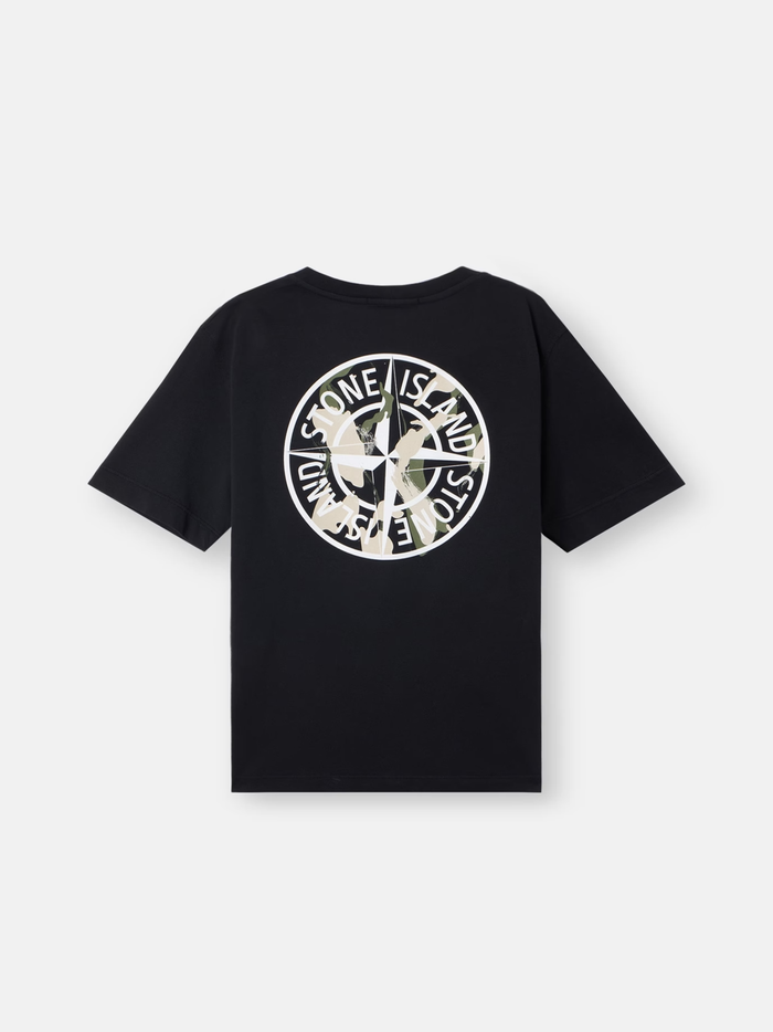 STONE ISLAND KIDS Boys Brush Fade Camo Compass-print T-shirt Black