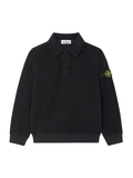 STONE ISLAND KIDS Boys Button Fastening Polo Sweatshirt Navy - MAISONDEFASHION.COM