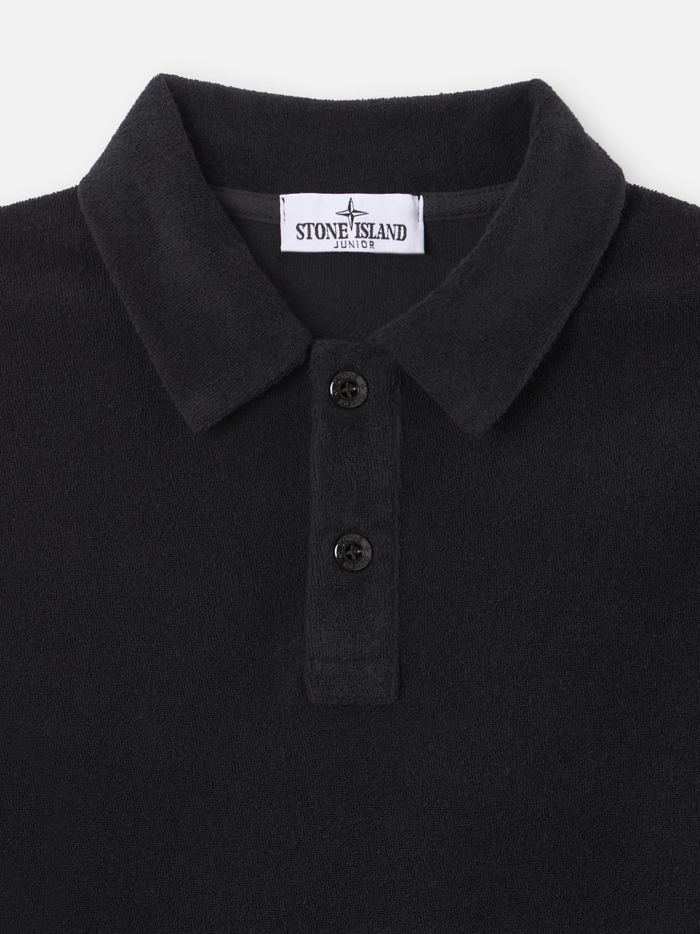 STONE ISLAND KIDS Boys Button Fastening Polo Sweatshirt Navy - MAISONDEFASHION.COM