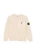 STONE ISLAND KIDS Boys Chest-pocket Crew-neck Sweatshirt Beige - MAISONDEFASHION.COM