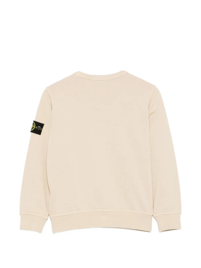 STONE ISLAND KIDS Boys Chest-pocket Crew-neck Sweatshirt Beige - MAISONDEFASHION.COM