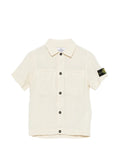 STONE ISLAND KIDS Boys Chest-pocket Short-sleeve Shirt Light Beige - MAISONDEFASHION.COM