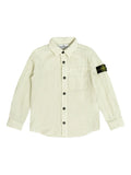 STONE ISLAND KIDS Boys Compass Badge Buttoned Linen Shirt Green - MAISONDEFASHION.COM