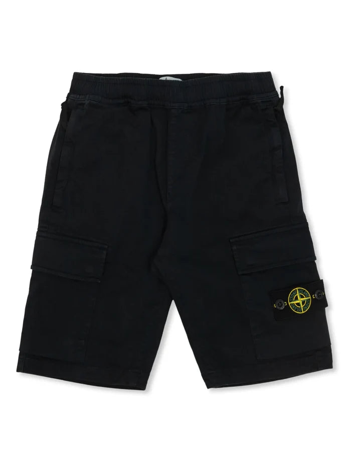 STONE ISLAND KIDS Boys Compass-badge Cargo Shorts Navy - MAISONDEFASHION.COM