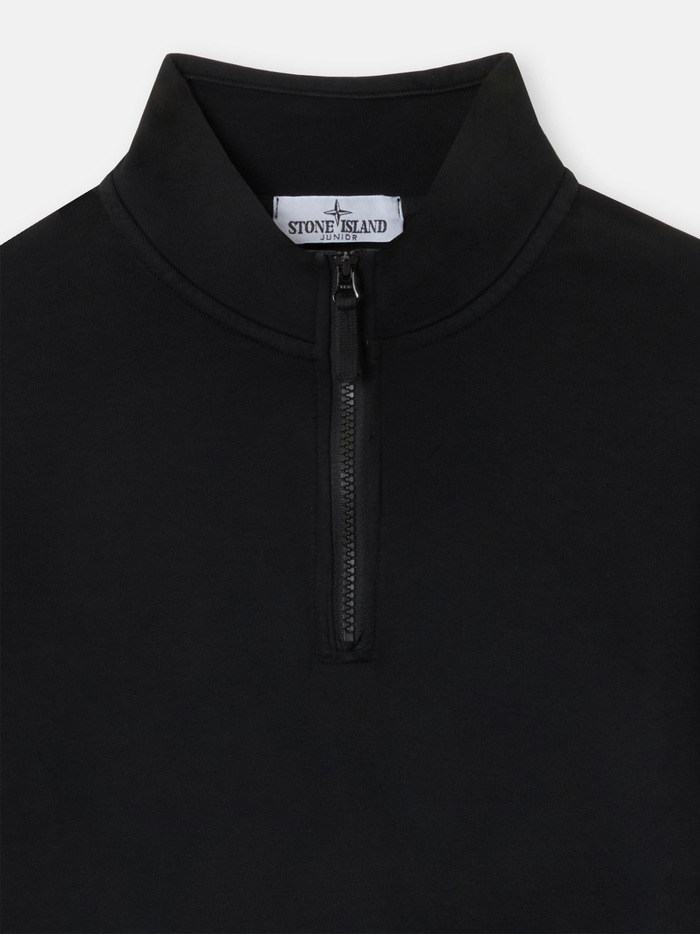 STONE ISLAND KIDS Boys Compass-Badge High-Neck Sweatshirt Black - MAISONDEFASHION.COM