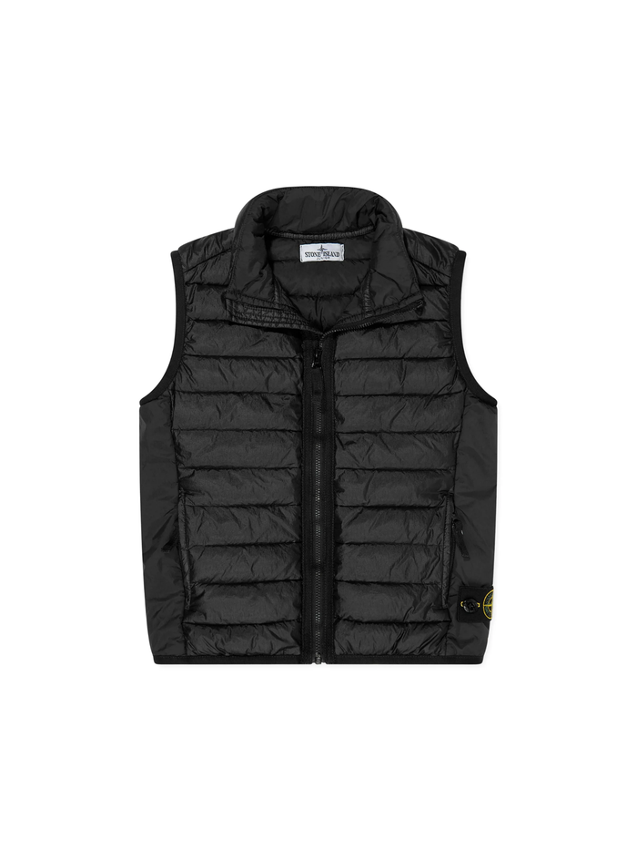 STONE ISLAND KIDS Boys Compass Badge Quilted Gilet Black - MAISONDEFASHION.COM