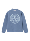 STONE ISLAND KIDS Boys Compass Logo Knit Jumper Dust Blue - MAISONDEFASHION.COM
