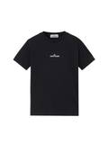 STONE ISLAND KIDS Boys Compass Logo Print T-Shirt Black - MAISONDEFASHION.COM