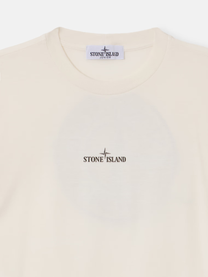 STONE ISLAND KIDS Boys Compass Logo Print T-Shirt White - MAISONDEFASHION.COM